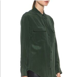 EQUIPMENT Signature Silk Blouse in Army Green
